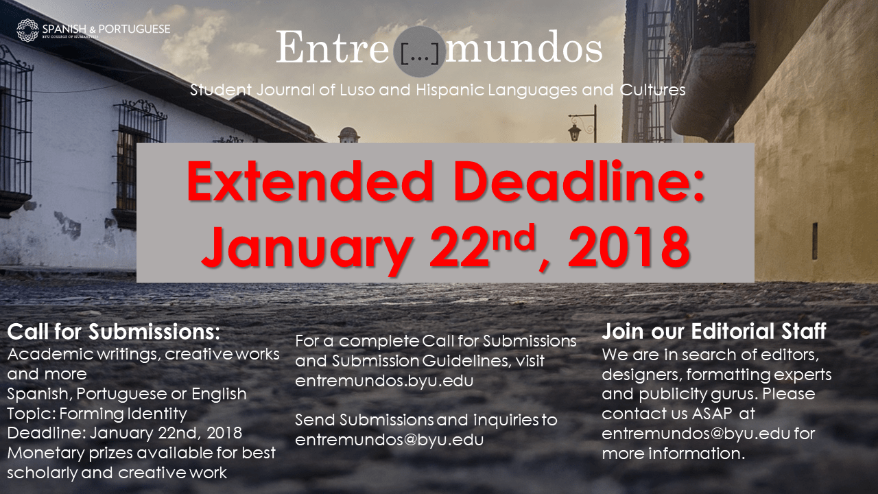 Submissions deadline extension! Entremundos BYU